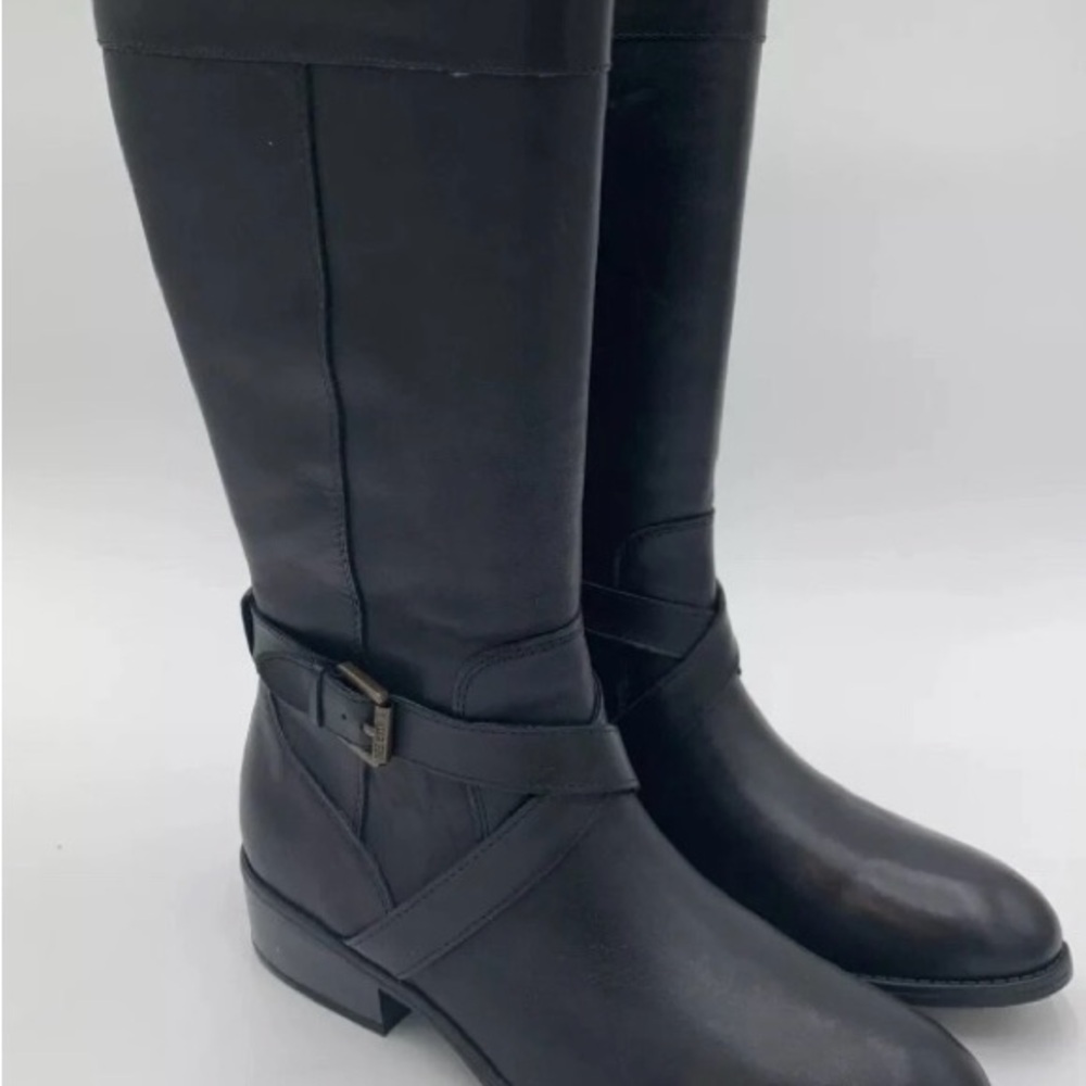 Polo by Ralph Lauren Maryann Elegant Black Boots Full Zip Stretch Vent 8B